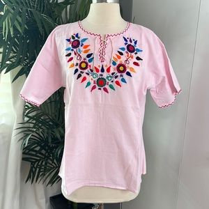 Bohemian hand made top/ hand embroidery 100% cotton.